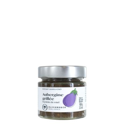 Aubergine med honning gr&oslash;nnsakskrem