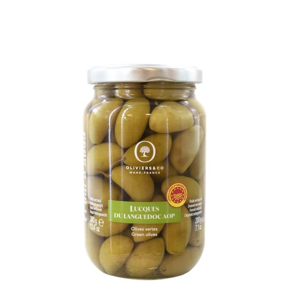 Grønne Lucques-oliven – Glass 200 g