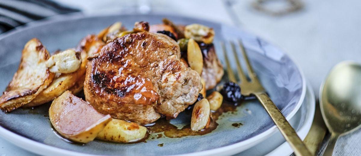 Honningglasert indrefilet med tørkede frukter